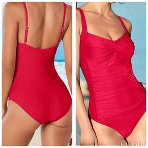 Sexy Red Twist Front one-piece Swimsuit